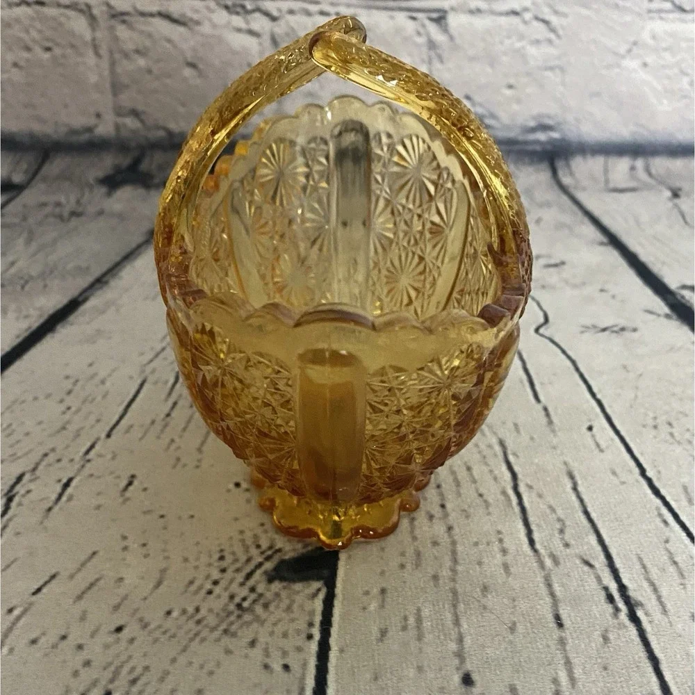 VTG Fenton Amber Glass Basket Split Handle #1939